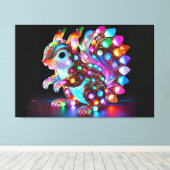 Kleurrijke Eekhoorn - Natuur's Whimsy in Vibrant C Canvas Afdruk (Insitu (Houten vloer))