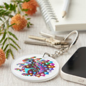 Kleurrijke Eekhoorn - Natuur's Whimsy in Vibrant C Sleutelhanger (Voorkant Rechts)