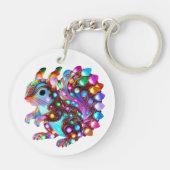 Kleurrijke Eekhoorn - Natuur's Whimsy in Vibrant C Sleutelhanger (Achterkant)