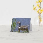 Kleurrijke Eend Notecard Kaart (Gele Bloem)