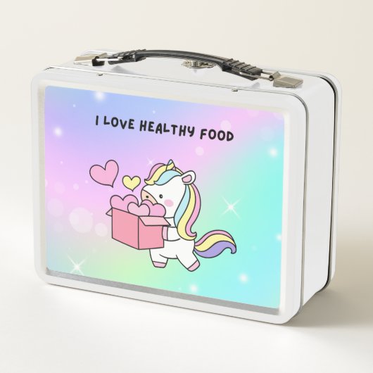 kleurrijke eenhoorn achtergrond Metalen Lunchbox (Achterkant)