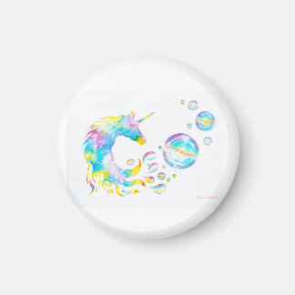 Kleurrijke eenhoorn en bollen, schilderij van wate magneet
