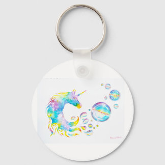 Kleurrijke eenhoorn en bollen, schilderij van wate sleutelhanger