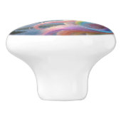 Kleurrijke eenhoorn en kasteel keramische knop (Zijkant)