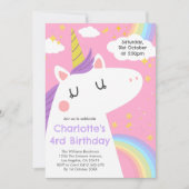 Kleurrijke Eenhoorn en Regenboog Verjaardagsfeest Kaart (Voorkant)