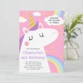 Kleurrijke Eenhoorn en Regenboog Verjaardagsfeest Kaart (Staand voorkant)