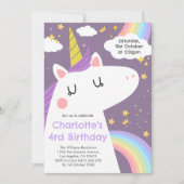 Kleurrijke Eenhoorn en Regenboog Verjaardagsfeest Kaart (Voorkant)