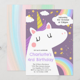 Kleurrijke Eenhoorn en Regenboog Verjaardagsfeest Kaart
