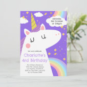 Kleurrijke Eenhoorn en Regenboog Verjaardagsfeest Kaart (Staand voorkant)