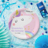 Kleurrijke Eenhoorn en Regenboog Verjaardagsfeest Papieren Bordje (Feest)