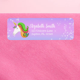 Kleurrijke Eenhoorn Glitter Personaliseer  Etiket