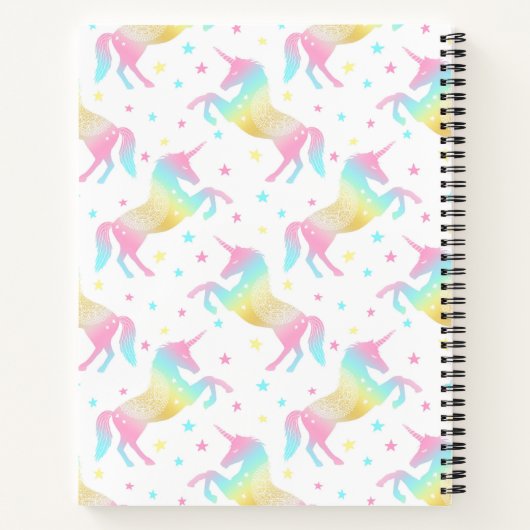 Kleurrijke Eenhoorn Meisjes Compositieboek Notitieboek (Achterkant)