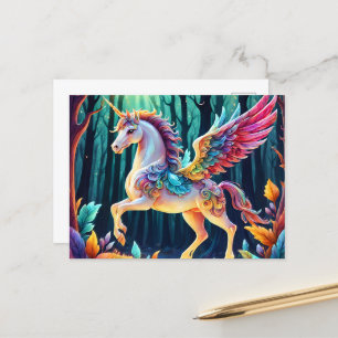 Kleurrijke eenhoorn Pegasus Briefkaart