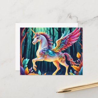 Kleurrijke eenhoorn Pegasus Briefkaart