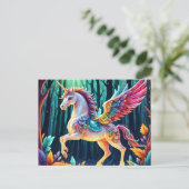 Kleurrijke eenhoorn Pegasus Briefkaart (Staand voorkant)