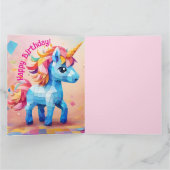 Kleurrijke Eenhoorn Pinata Verjaardag Kaart (Binnen)