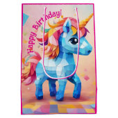 Kleurrijke Eenhoorn Pinata Verjaardag Medium Cadeauzakje (Achterkant)