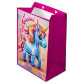 Kleurrijke Eenhoorn Pinata Verjaardag Medium Cadeauzakje (Achterkant Gekanteld)