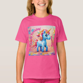 Kleurrijke Eenhoorn Pinata Verjaardag T-shirt