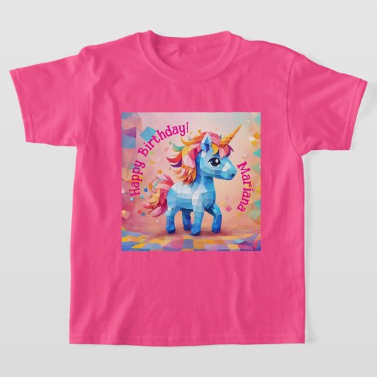 Kleurrijke Eenhoorn Pinata Verjaardag T-shirt (Laagn)