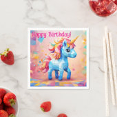 Kleurrijke Eenhoorn Pinata Verjaardagspapier serve Servet (Insitu)