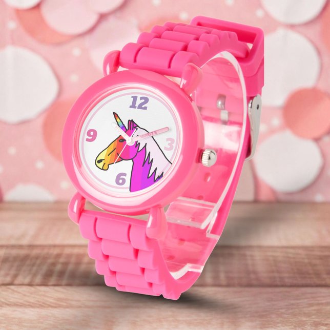 Kleurrijke Eenhoorn Regenboog Girly Horloge (Creator heeft geüpload)