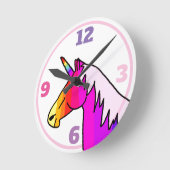 Kleurrijke Eenhoorn Regenboog Girly Ronde Klok (Hoek)