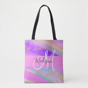 Kleurrijke Eenhoorn Regenboog Gouden Glitters Mono Tote Bag