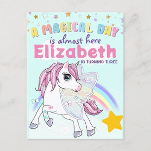 Kleurrijke Eenhoorn Regenboog Schattig Magisch Roz Briefkaart