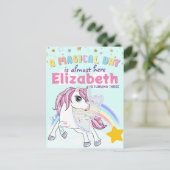 Kleurrijke Eenhoorn Regenboog Schattig Magisch Roz Briefkaart (Staand voorkant)