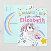 Kleurrijke Eenhoorn Regenboog Schattig Magisch Roz Briefkaart (Voorkant / Achterkant)