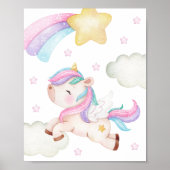 Kleurrijke Eenhoorn, Regenboog, Sterren, Meisjes S Poster (Voorkant)