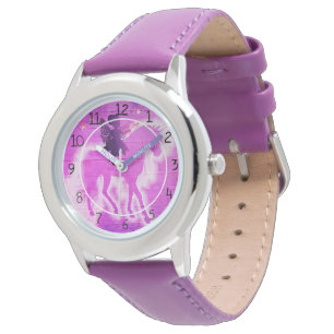 Kleurrijke Eenhoorn Roze & Paarse Horloge