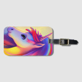 Kleurrijke eenhoorn schilderij bagagelabel (Voorkant (horizontaal))