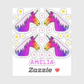 Kleurrijke Eenhoorn Sterren Naam Kinder Sticker (Vel)