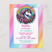 Kleurrijke Eenhoorn thema Verjaardagsfeest van het Briefkaart (Voorkant)