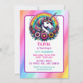 Kleurrijke Eenhoorn thema Verjaardagsfeest van het Kaart (Voorkant)