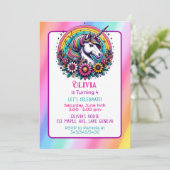 Kleurrijke Eenhoorn thema Verjaardagsfeest van het Kaart (Staand voorkant)