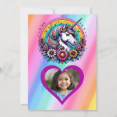 Kleurrijke Eenhoorn thema Verjaardagsfeest van het Kaart (Achterkant)