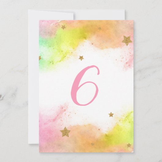 Kleurrijke Eenhoorn Verjaardagsuitnodiging Kaart (Achterkant)