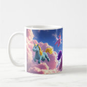 Kleurrijke eenhoorns aan de hemel koffiemok (Links)