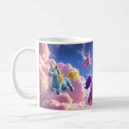 Kleurrijke eenhoorns aan de hemel koffiemok (Links)