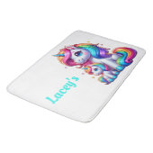 Kleurrijke eenhoorns, monogram | badmat (Gekanteld)