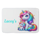 Kleurrijke eenhoorns, monogram | badmat (Voorkant)