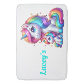 Kleurrijke eenhoorns, monogram | badmat (Voorkant Verticaal)