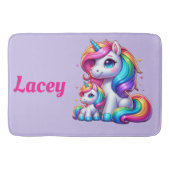 Kleurrijke Eenhoorns, Monogrammed met Naam | Badmat (Voorkant)
