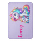 Kleurrijke Eenhoorns, Monogrammed met Naam | Badmat (Voorkant Verticaal)
