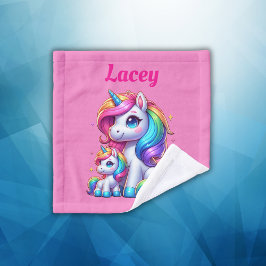 Kleurrijke Eenhoorns, Monogrammed met Naam | Washandje