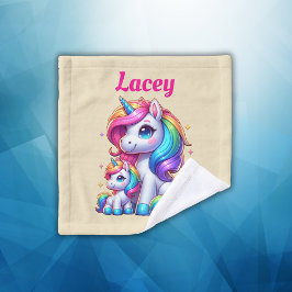 Kleurrijke Eenhoorns, Monogrammed met Naam | Washandje