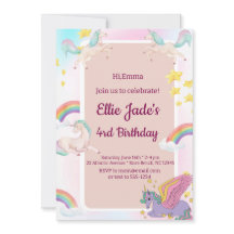 Kleurrijke Eenhoorns Regenboog Roze Verjaardag Uit